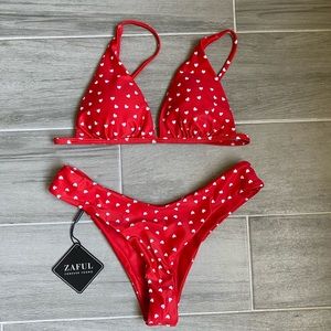 ZAFUL Heart Pattern High Leg Bikini Set